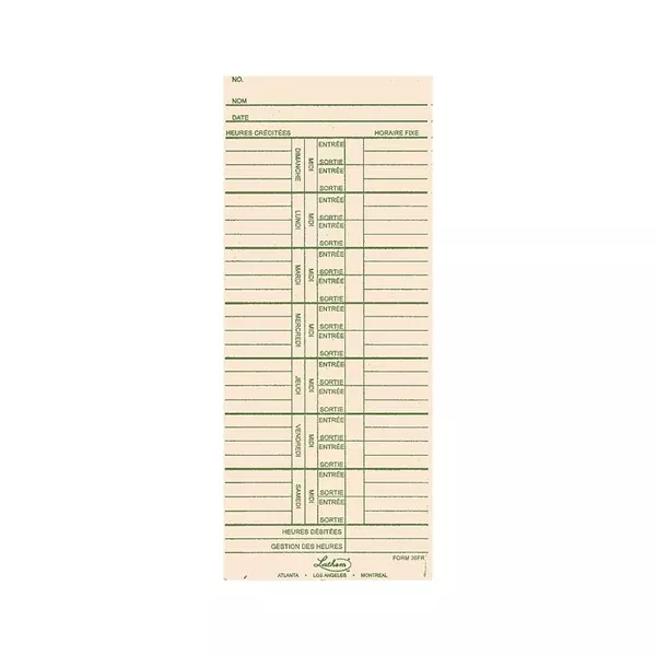 1600E TIME CARDS FR. (LTH39-FR)