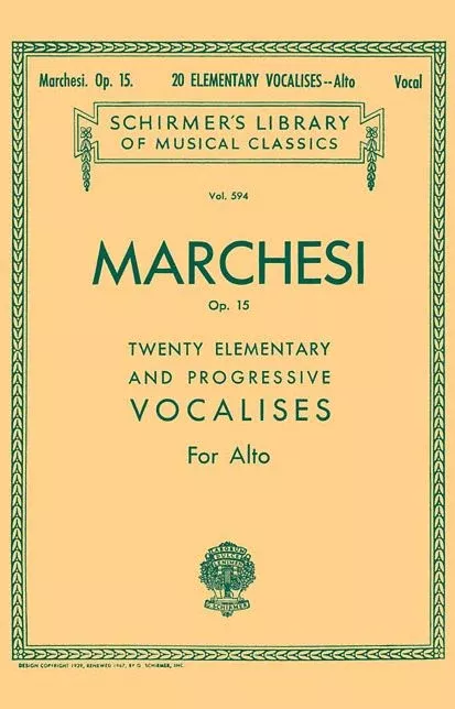 20 Elementary and Progressive Vocalises, Op. 15: Schirmer Library of Classics Volume 594 Low Voice