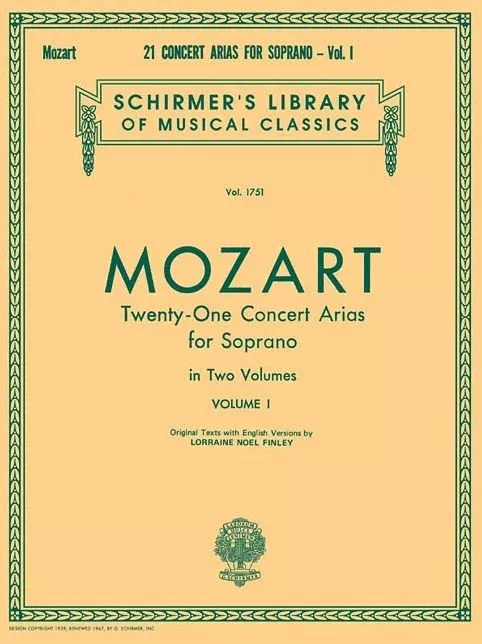 21 Concert Arias for Soprano - Volume I: Schirmer Library of Classics Volume 1751 Voice and Piano