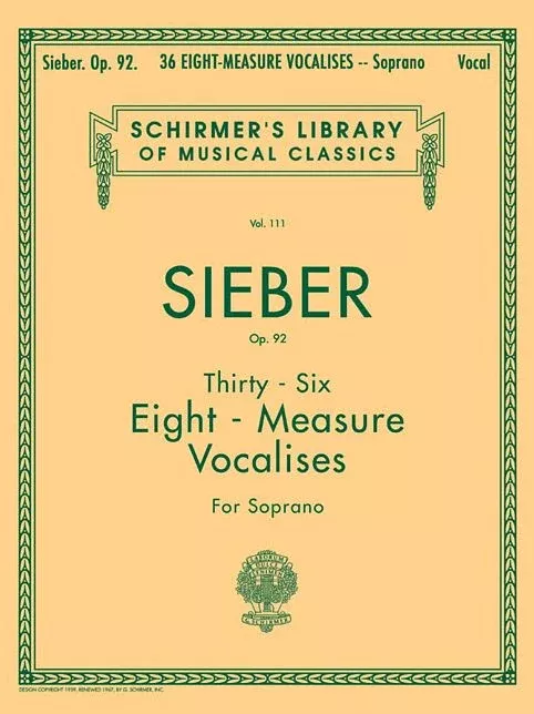 36 Eight-Measure Vocalises, Op. 92: Schirmer Library of Classics Volume 111