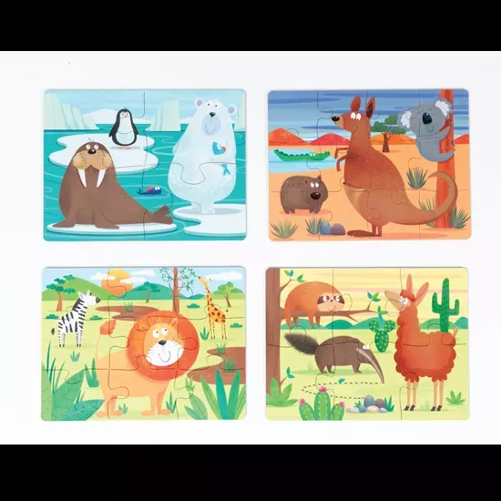 4-in-1 Puzzle Set: Animals of the World
