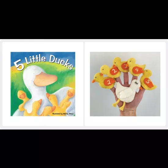 5 Little Ducks Book & Finger Puppets