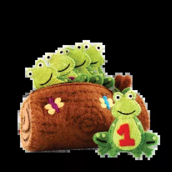 5 Little Speckled Frogs + Log Finger Puppet Set