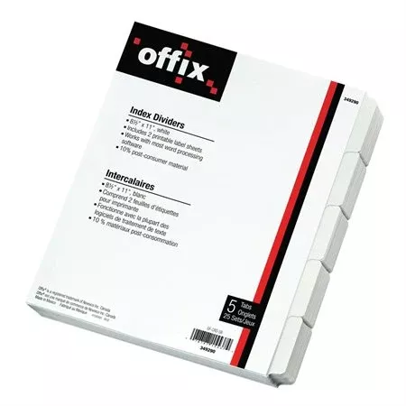 5 TABS OFFIX DIVIDERS (NVXOF-CRD-5B)