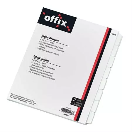 8 TABS OFFIX DIVIDERS (NVXOF-CRD-8)