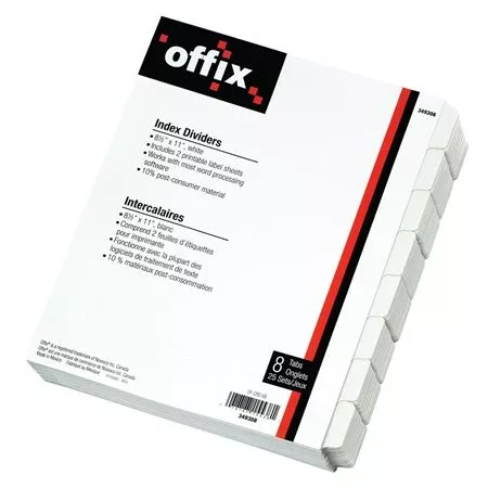 8 TABS OFFIX DIVIDERS (NVXOF-CRD-8B)