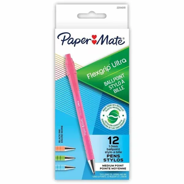 BALLPNT PEN FLXGRIP REC.MED BK (PAP2204001)
