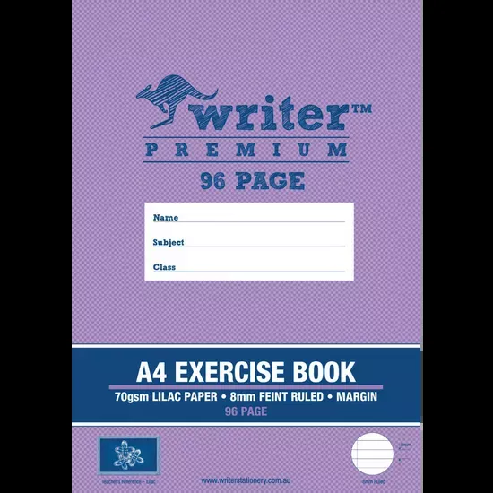 Writer Premium Exercise Book Lilac A4 8 mm 96p