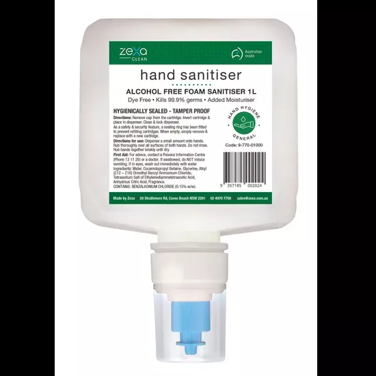 Zexa Alcohol Free Hand Sanitiser – 1 L, Pack of 6